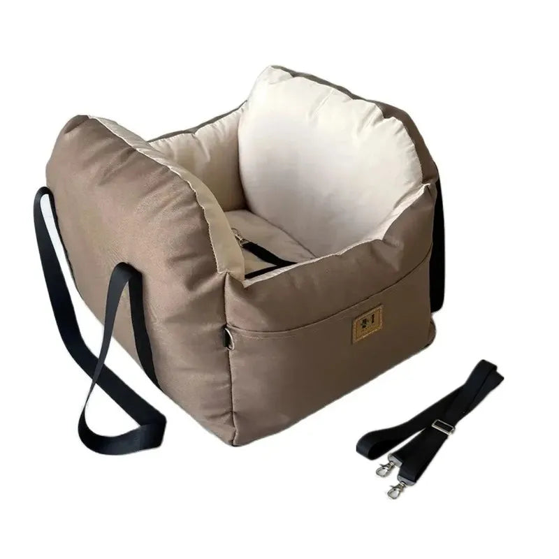 Pet Car Booster Seat – Washable Travel Cushion & Safety Belt for Dogs & Cats