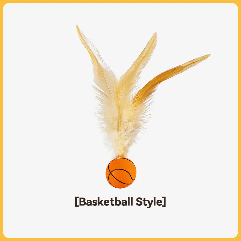Bouncy Feather Cat Toy Ball