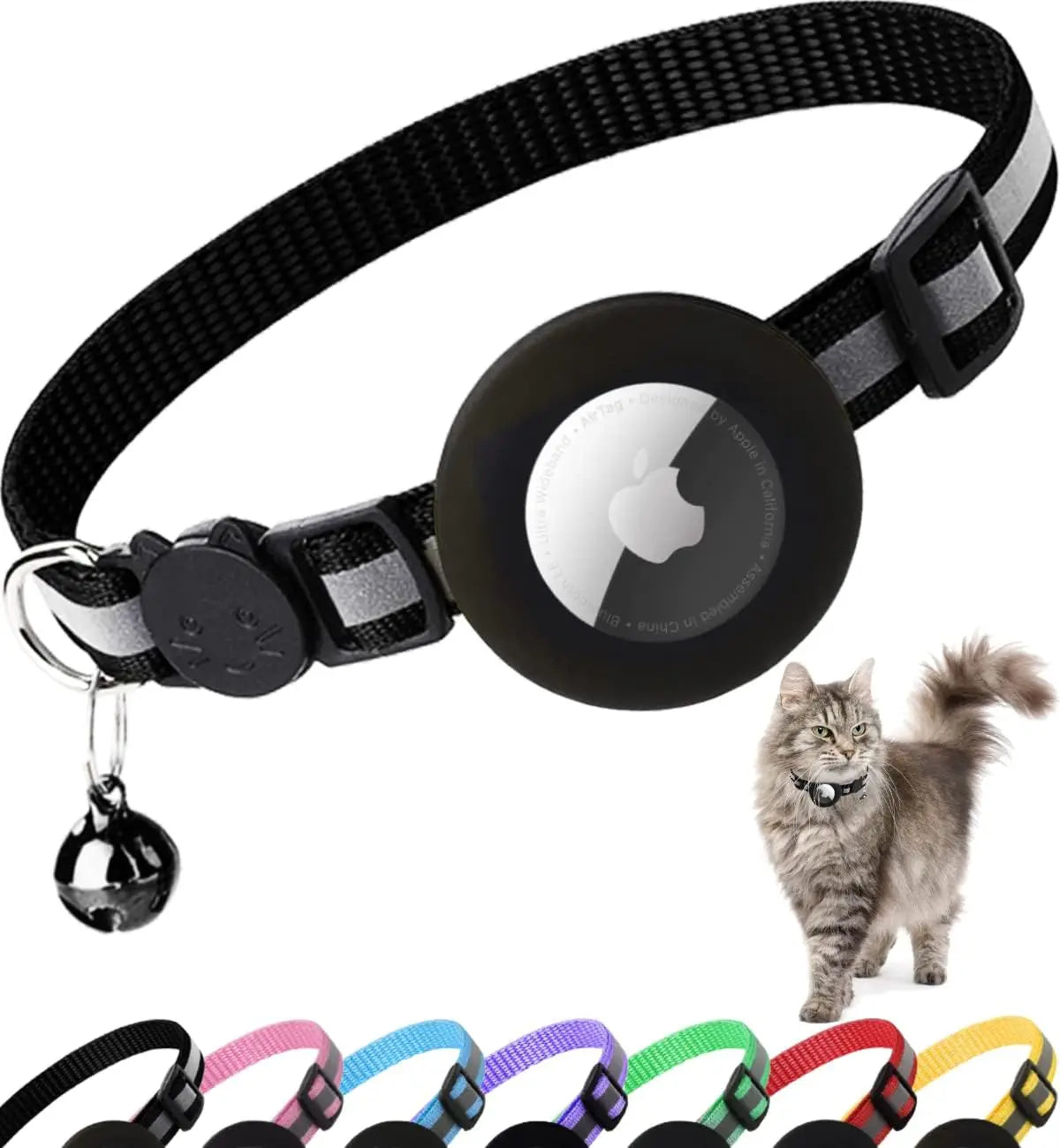 Reflective Cat Collar with Tracker Holder