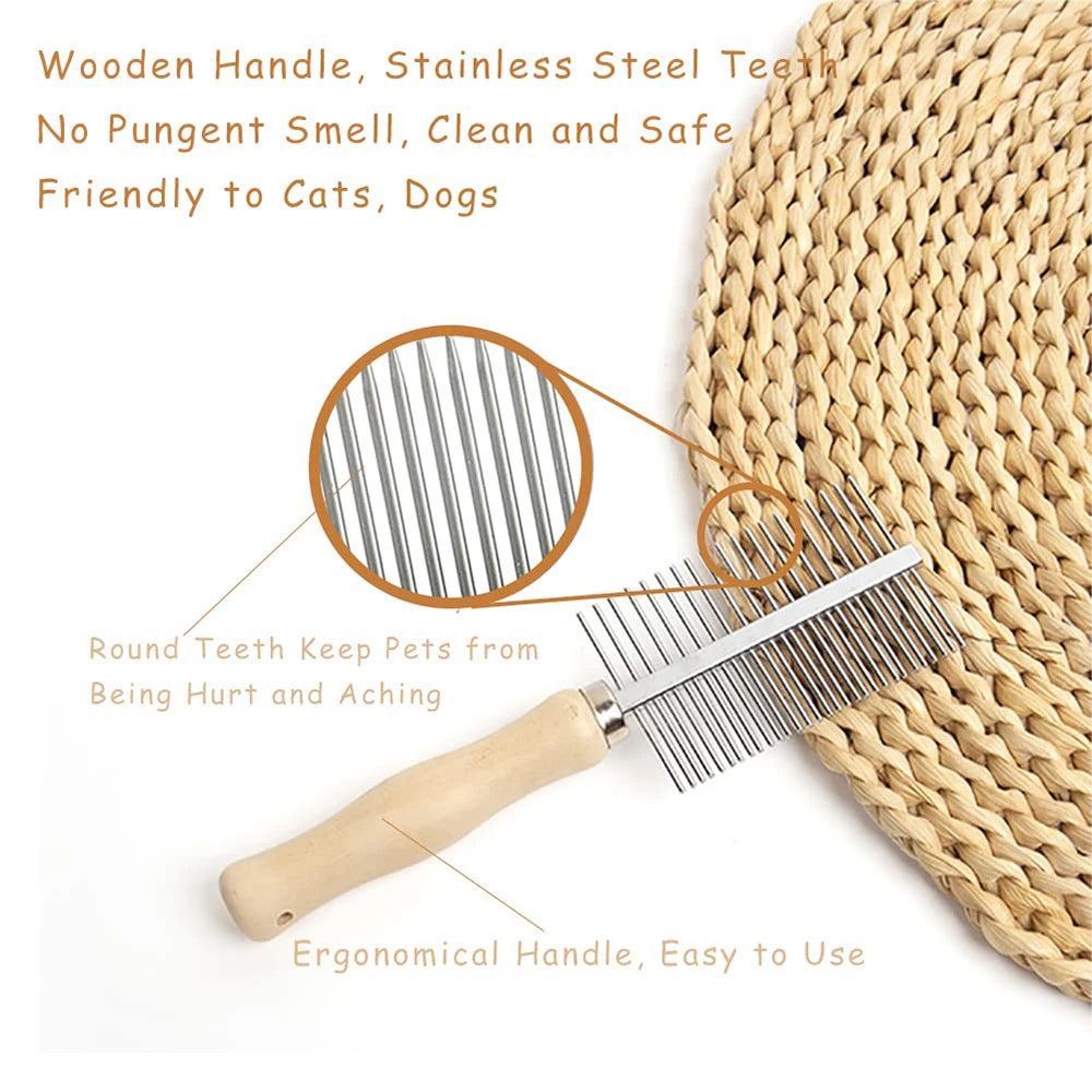 Wooden Handle Pet Grooming Comb