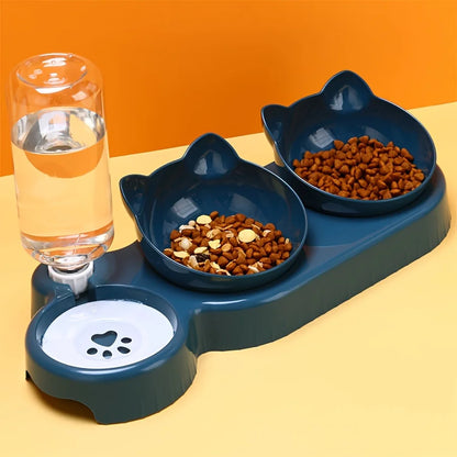 3-in-1 Tilted Pet Bowl Set