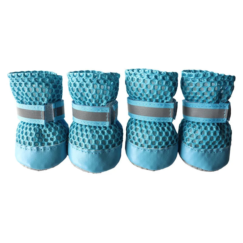 Breathable Summer Dog Shoes (Set of 4) — Anti-Slip, Wear-Resistant Outdoor Boots for Small & Medium Dogs, Puppies & Cats