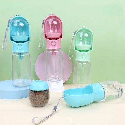 Portable Pet Water Bottle with Food Container