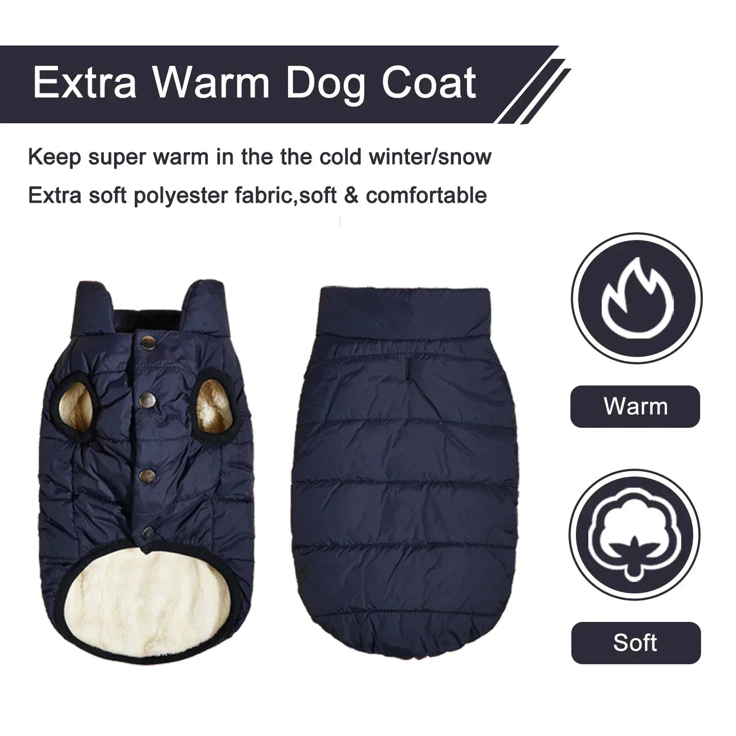Winter Dog Jacket with Fleece Lining