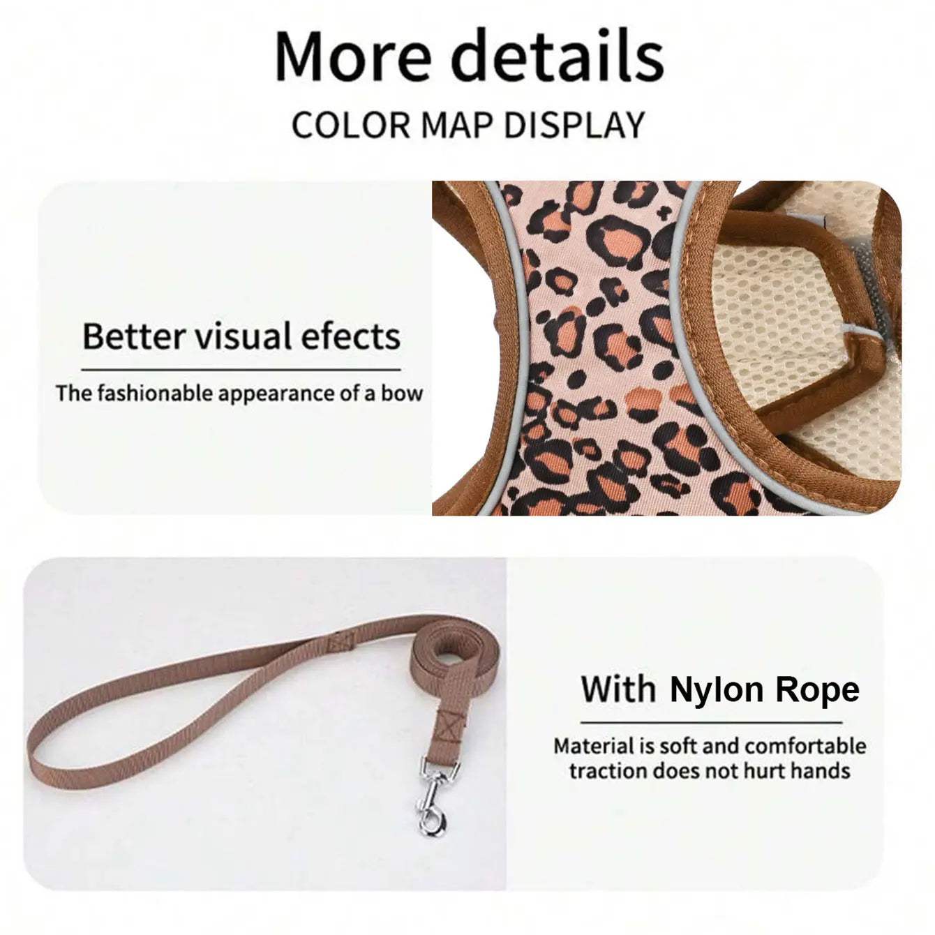 Adjustable Leopard Print Pet Harness Set