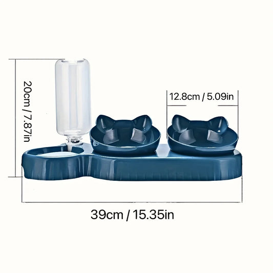 3-in-1 Tilted Pet Bowl Set
