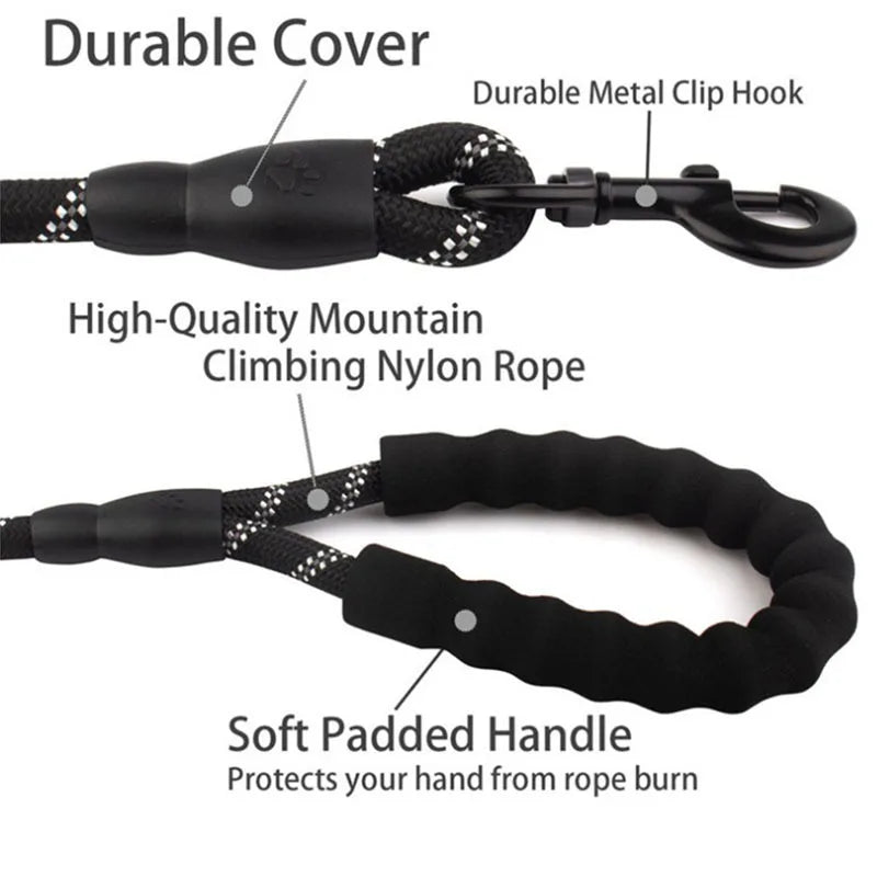 PuppyMeo Luxe Guard Leash | Reflective Heavy-Duty Nylon Traction Rope