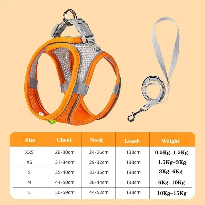 PuppyMeo Soft Mesh Dog Harness Vest – No-Pull Adjustable Chest Strap for Small & Medium Dogs & Cats