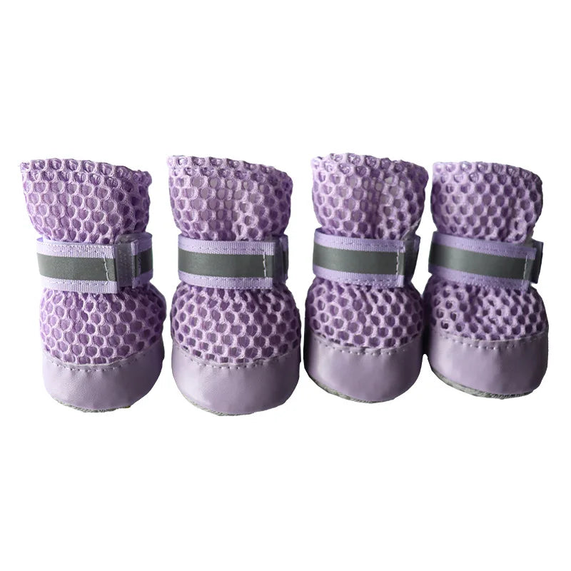 Breathable Summer Dog Shoes (Set of 4) — Anti-Slip, Wear-Resistant Outdoor Boots for Small & Medium Dogs, Puppies & Cats