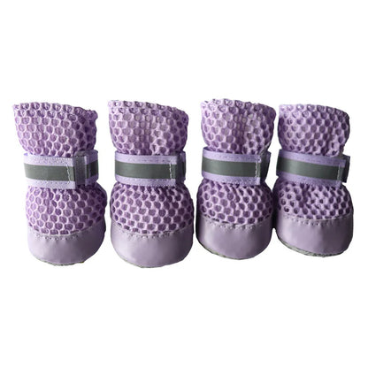 Breathable Summer Dog Shoes (Set of 4) — Anti-Slip, Wear-Resistant Outdoor Boots for Small & Medium Dogs, Puppies & Cats