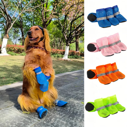 Breathable Summer Dog Shoes (Set of 4) — Anti-Slip, Wear-Resistant Outdoor Boots for Small & Medium Dogs, Puppies & Cats