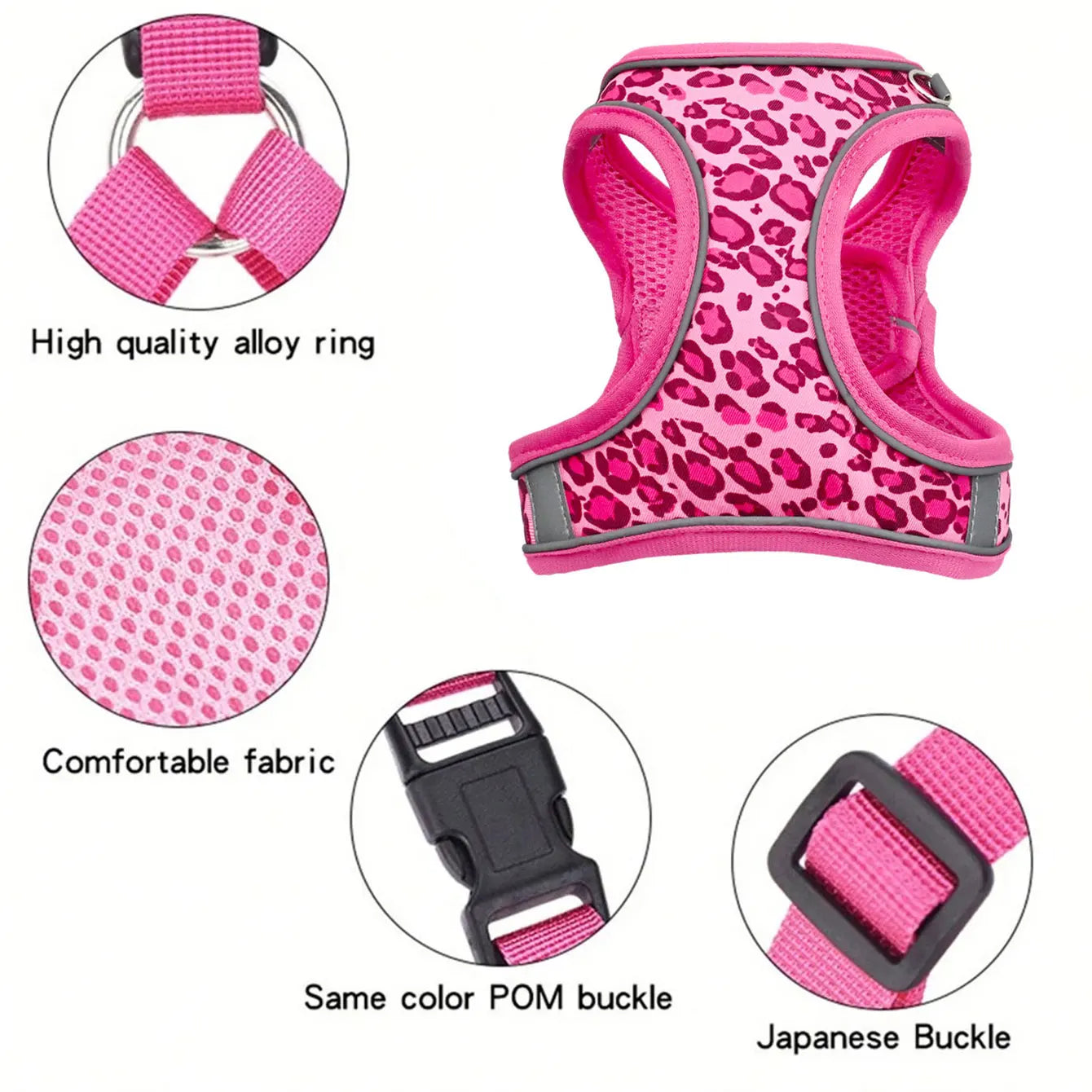 Adjustable Leopard Print Pet Harness Set