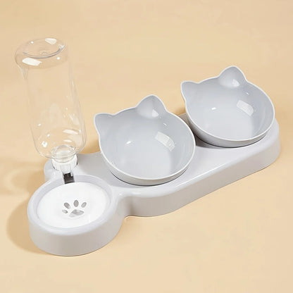 3-in-1 Tilted Pet Bowl Set