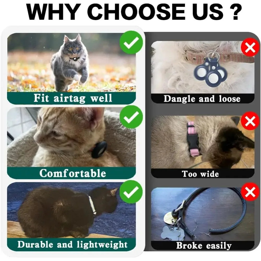 Reflective Cat Collar with Tracker Holder