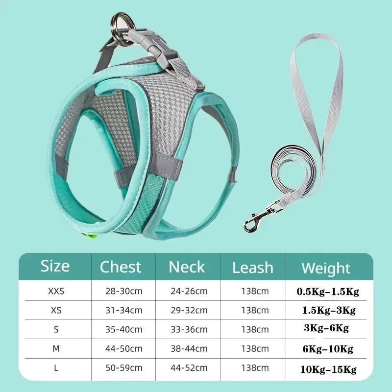 PuppyMeo Soft Mesh Dog Harness Vest – No-Pull Adjustable Chest Strap for Small & Medium Dogs & Cats