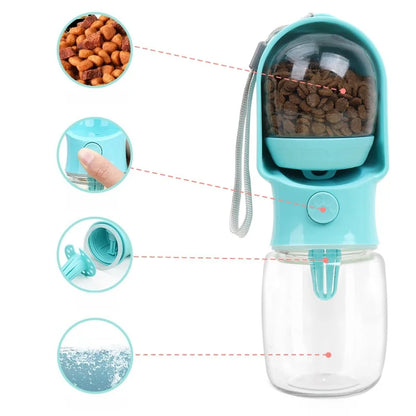 Portable Pet Water Bottle with Food Container