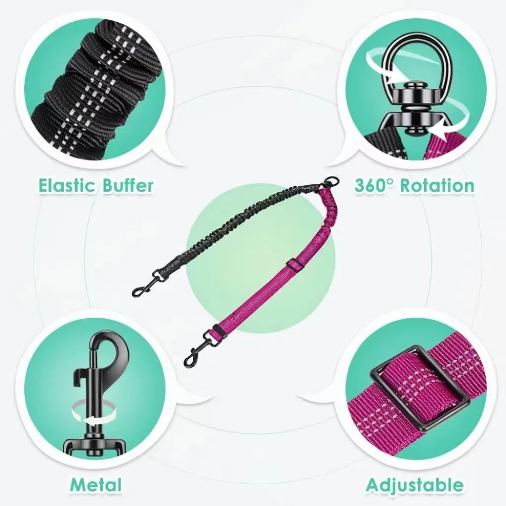 Dual Shock Absorbing Dog Leash Splitter