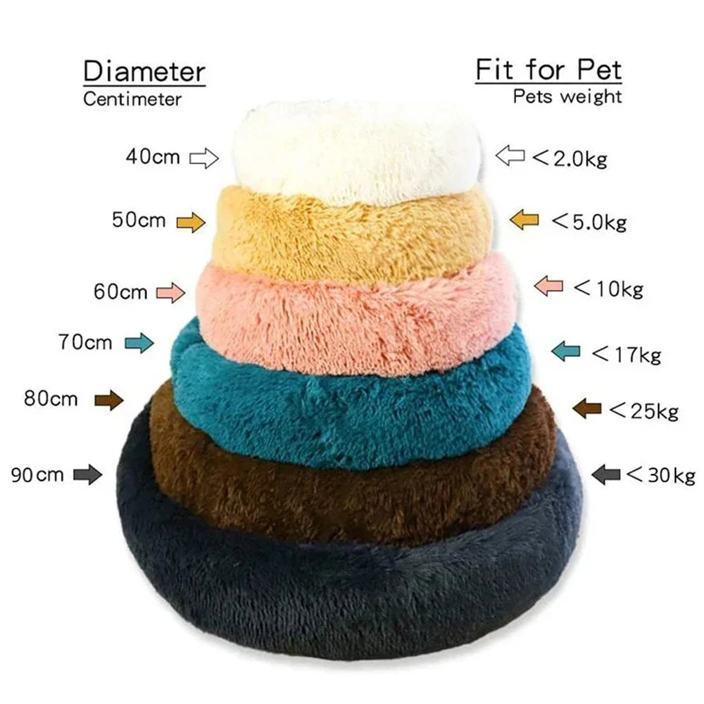 Round Plush Pet Bed (40–90cm)