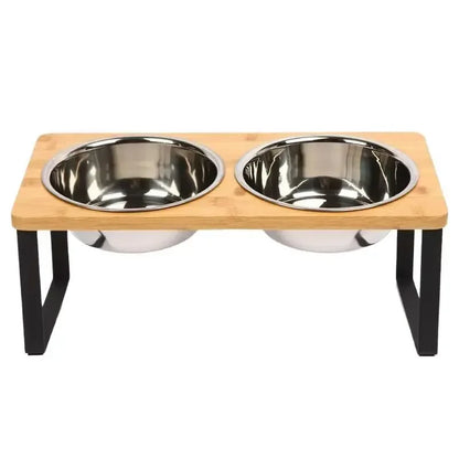 Elevated Wooden Pet Bowl Set
