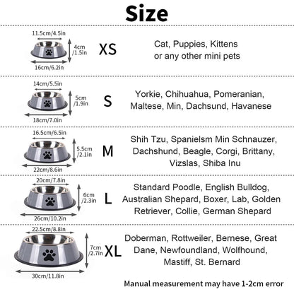 Stainless Steel Pet Food Bowl (16–22cm)