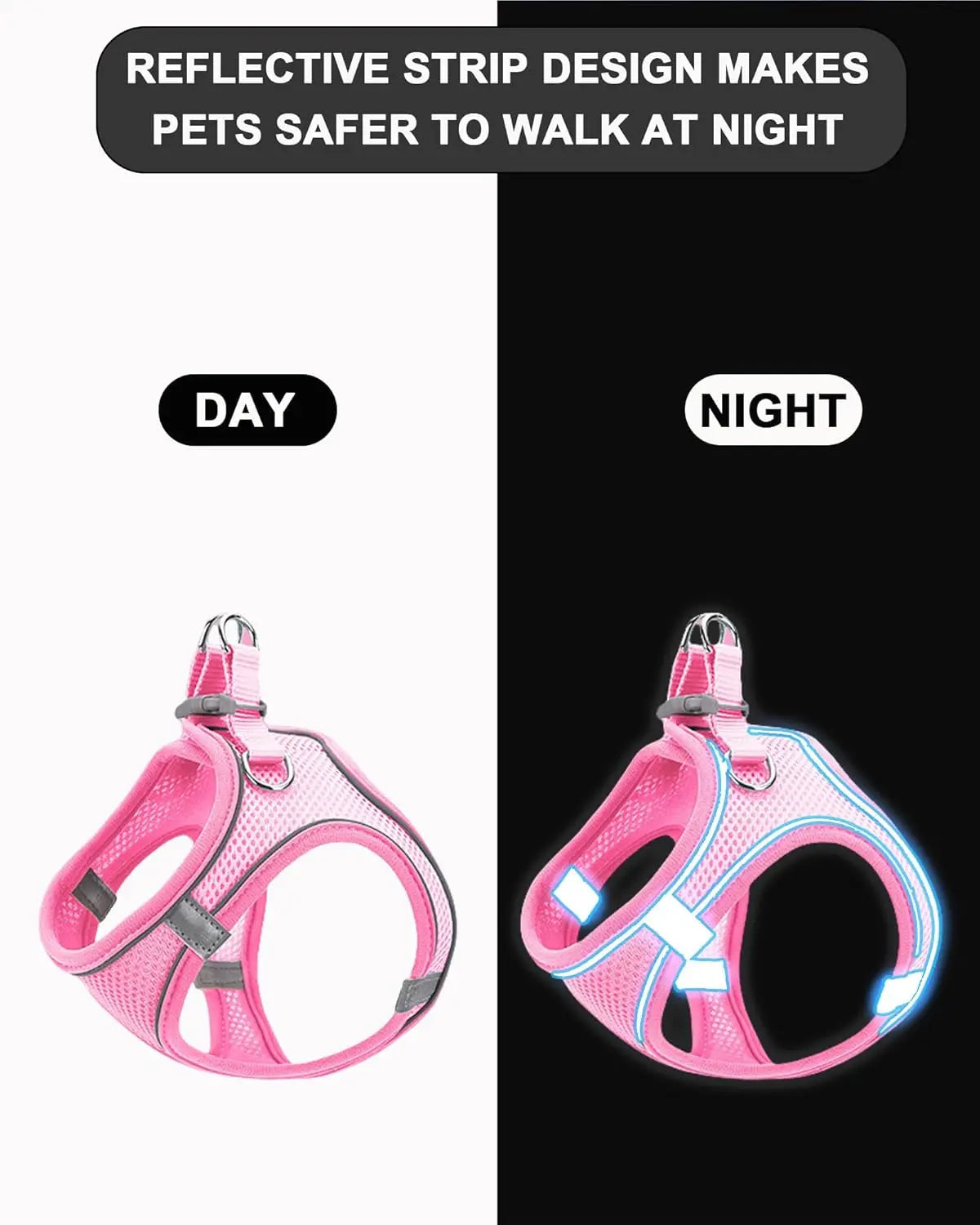 PuppyMeo Soft Mesh Dog Harness Vest – No-Pull Adjustable Chest Strap for Small & Medium Dogs & Cats