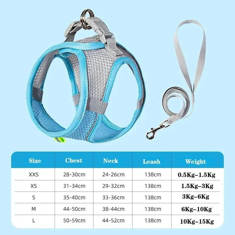 PuppyMeo Soft Mesh Dog Harness Vest – No-Pull Adjustable Chest Strap for Small & Medium Dogs & Cats
