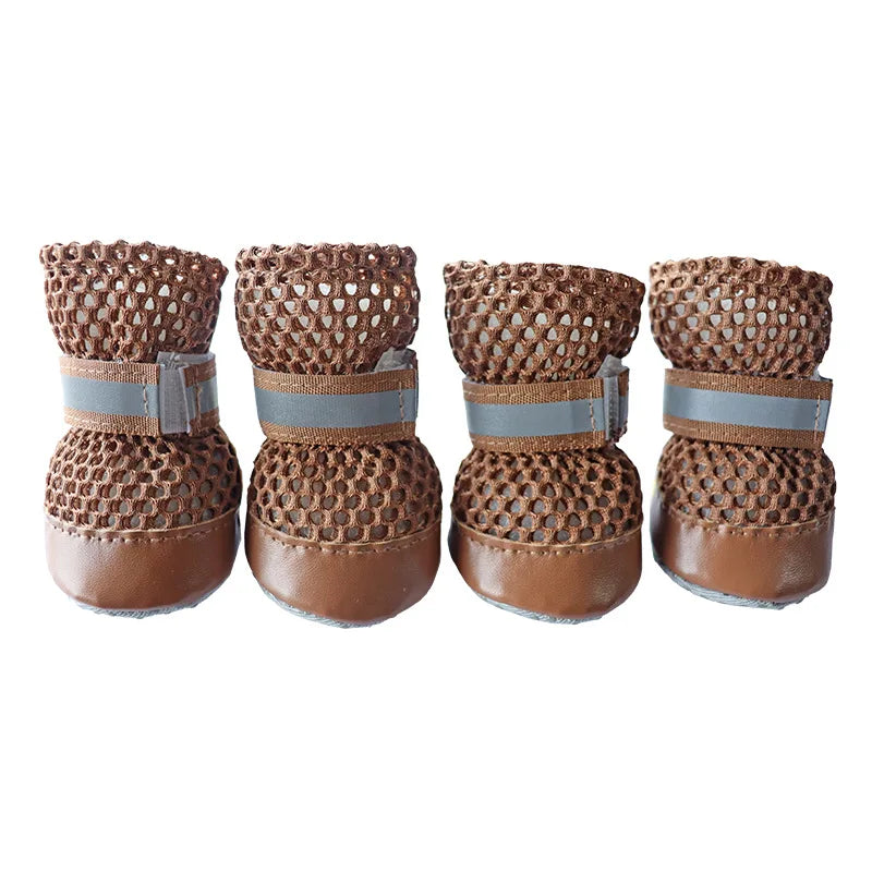 Breathable Summer Dog Shoes (Set of 4) — Anti-Slip, Wear-Resistant Outdoor Boots for Small & Medium Dogs, Puppies & Cats