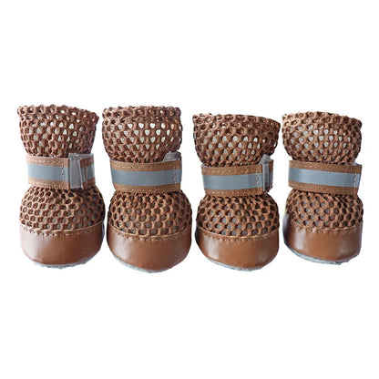 Breathable Summer Dog Shoes (Set of 4) — Anti-Slip, Wear-Resistant Outdoor Boots for Small & Medium Dogs, Puppies & Cats