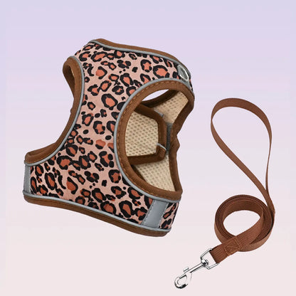 Adjustable Leopard Print Pet Harness Set