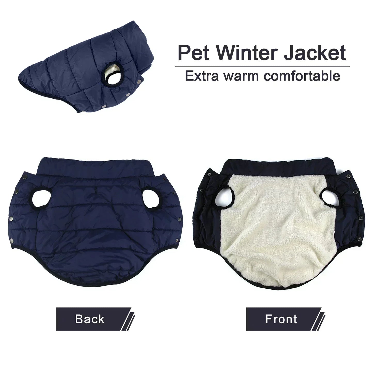Winter Dog Jacket with Fleece Lining