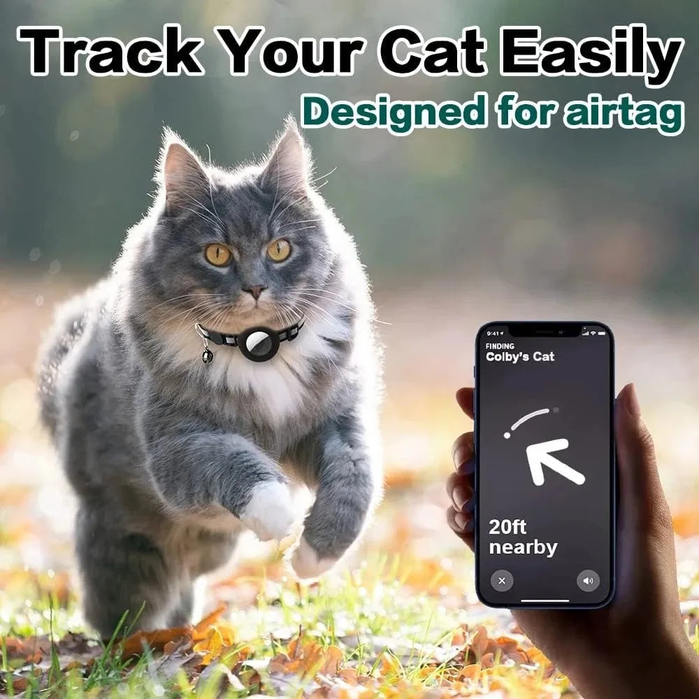 Reflective Cat Collar with Tracker Holder