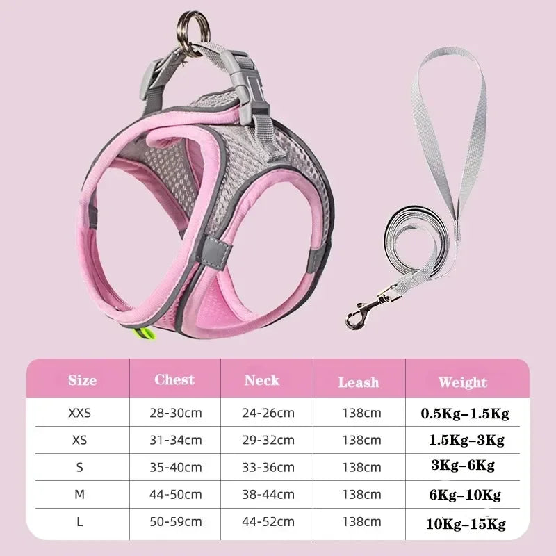 PuppyMeo Soft Mesh Dog Harness Vest – No-Pull Adjustable Chest Strap for Small & Medium Dogs & Cats