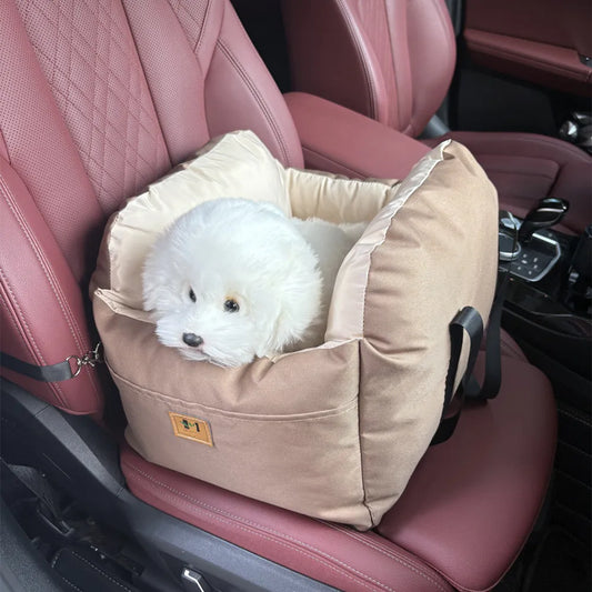 Pet Car Booster Seat – Washable Travel Cushion & Safety Belt for Dogs & Cats