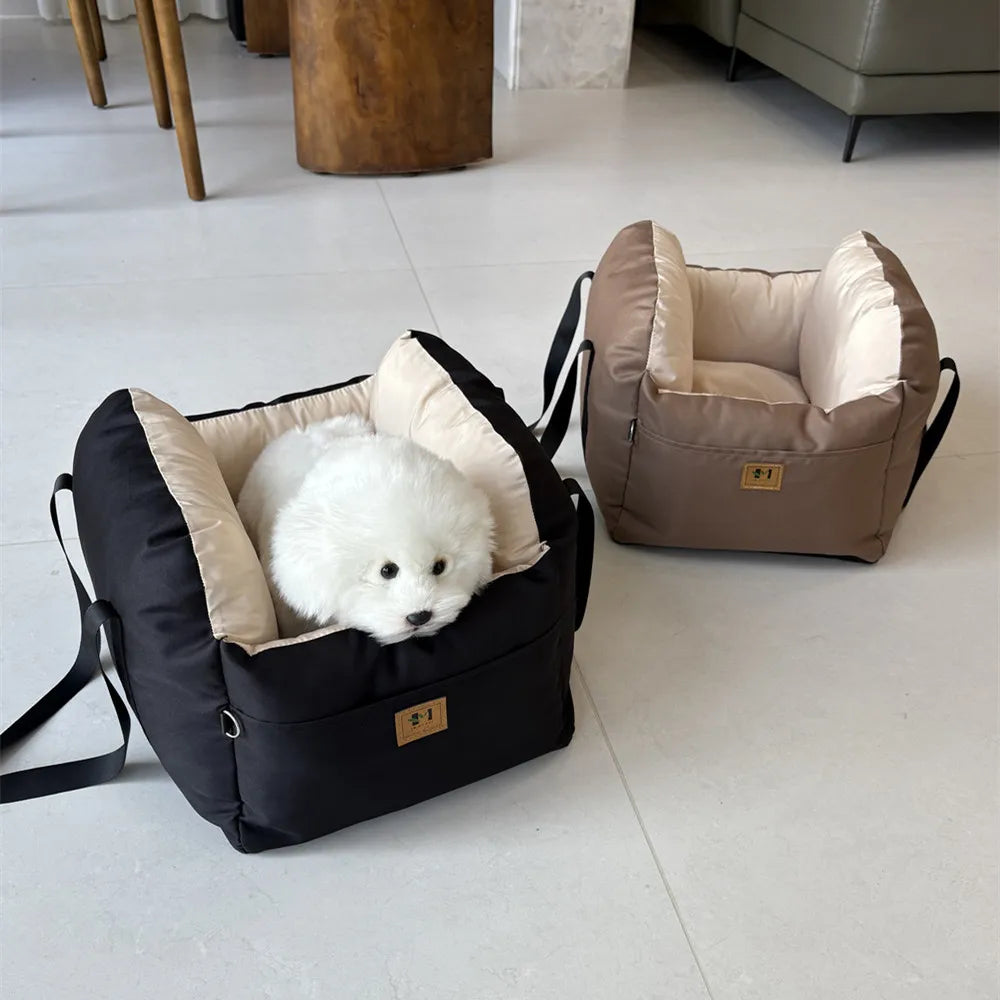 Pet Car Booster Seat – Washable Travel Cushion & Safety Belt for Dogs & Cats