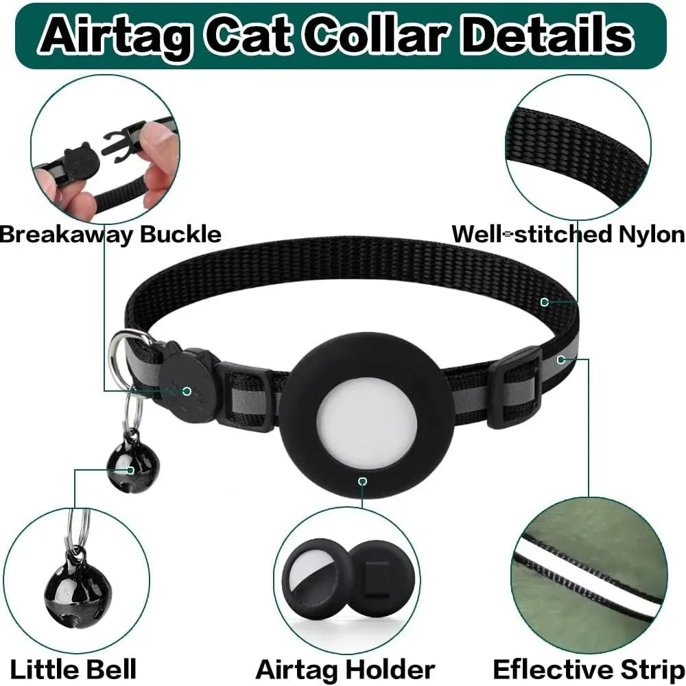 Reflective Cat Collar with Tracker Holder