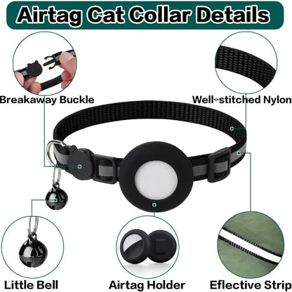Reflective Cat Collar with Tracker Holder