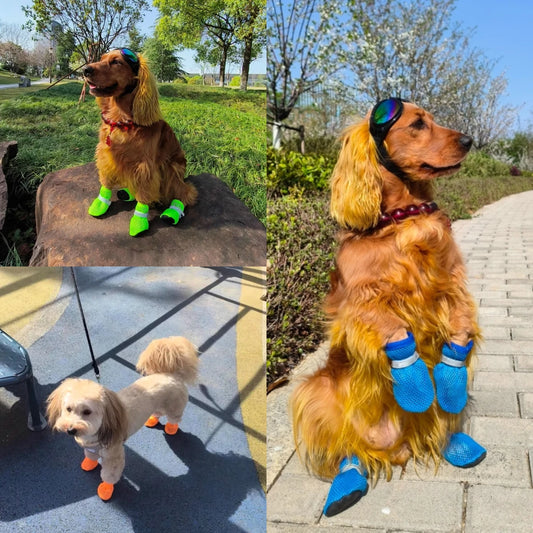 Breathable Summer Dog Shoes (Set of 4) — Anti-Slip, Wear-Resistant Outdoor Boots for Small & Medium Dogs, Puppies & Cats