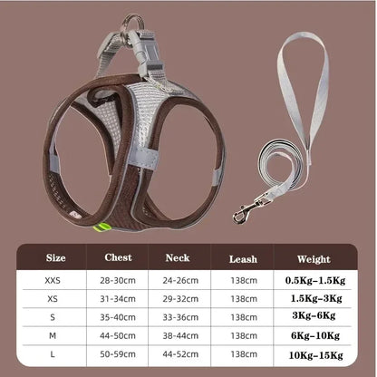 PuppyMeo Soft Mesh Dog Harness Vest – No-Pull Adjustable Chest Strap for Small & Medium Dogs & Cats