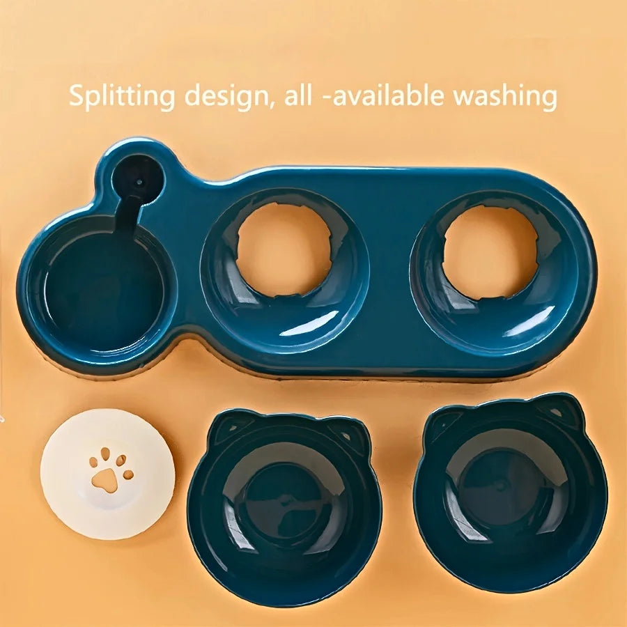 3-in-1 Tilted Pet Bowl Set