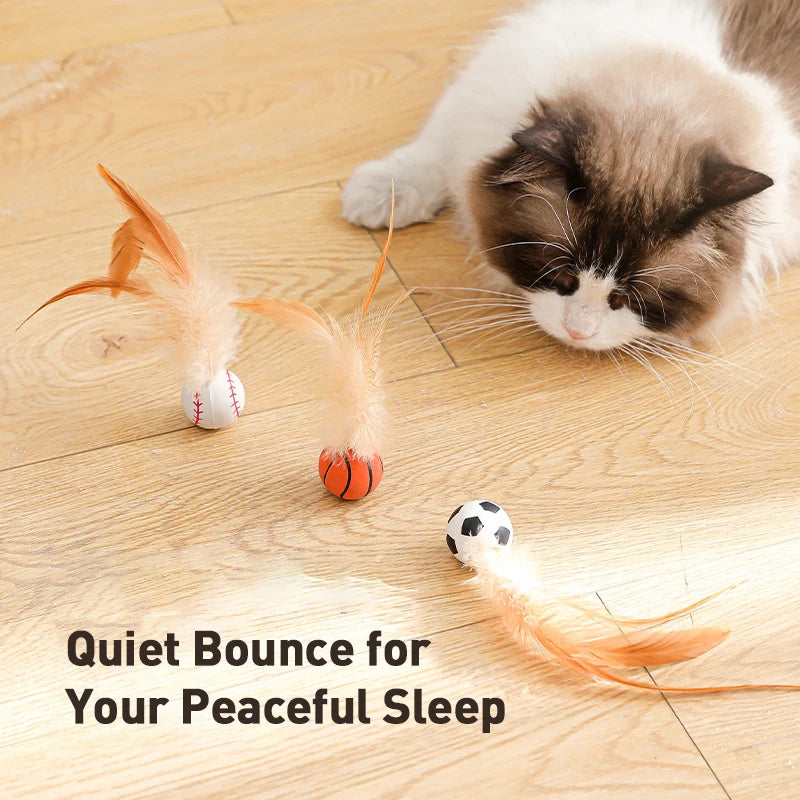 Bouncy Feather Cat Toy Ball